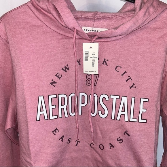 Aeropostale Hoodie V-Neck Pullover Long Sleeve New York City East Coast Cropped - Picture 3 of 9